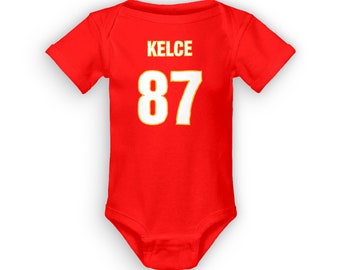 Kelce One Piece Baby Bodysuit Shirt Kansas City Travis Fan Made to Order with Love