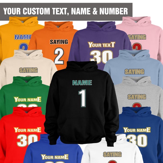 Custom Text Hoodie Youth Your Saying Name And or Number