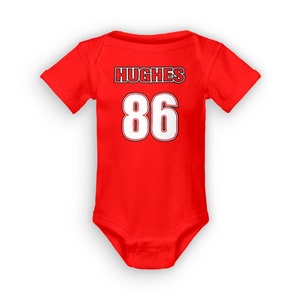 Jack Hughes Baby Clothes, New Jersey Hockey Kids Baby Onesie