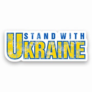 Pegatina laminada Stand With Ukraine (Distressed) / Made To Order With Love