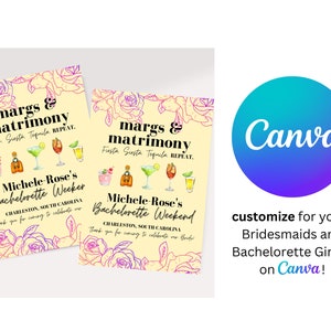 Bachelorette Gift Bag Thank You Cards | Bridesmaids Bags | Margs & Matrimony Theme | Final Fiesta | Bachelorette Details | Edit on Canva