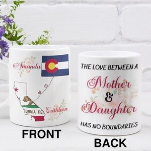 Mother Daughter Long Distance State Mug, Custom Mug for Mom, Long Distance Gift, Mothers Day Gift, State To State Mug, Going Away Gift