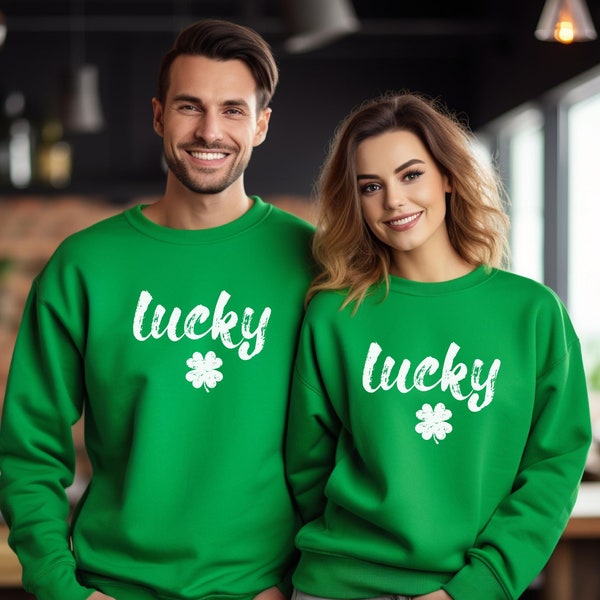Lucky Shamrock St Patrick's Day Women Sweatshirt, St Patty's Day Funny Outfit, Celtic Shirt, Irish Gift, Four Leaf Clover, St Paddys Shirt