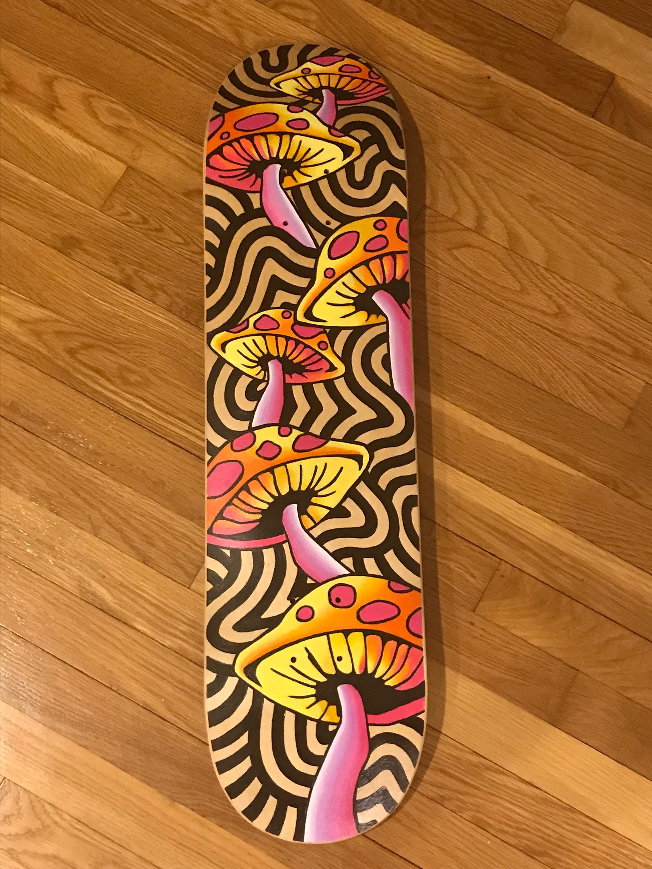 Hand-painted Skateboard Deck Wall Art Psychedelic Mushrooms - Etsy