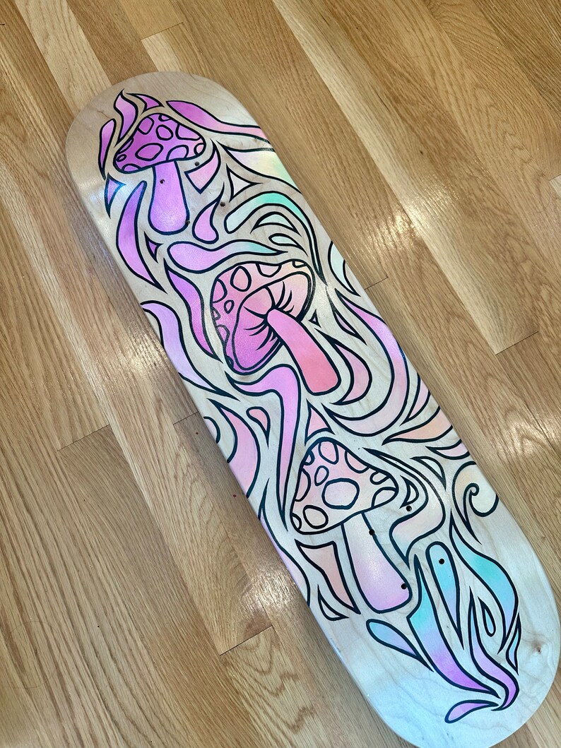 Unique Psychedelic Gradient Mushroom Design Wooden Skateboard Deck for ...