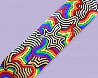 Rainbow Swirl Hand-Painted Skateboard Deck Psychedelic
