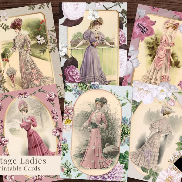 Victorian Ladies Junk Journal Pages, Vintage Victorian Lady Collage Sheet, Woman Decoupage Paper, Antique Papers, Vintage Fashion Plates