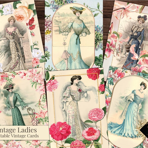 Victorian Ladies Junk Journal Pages, Vintage Victorian Lady Collage Sheet, Woman Decoupage Paper, Antique Papers, Vintage Fashion Plates ATC