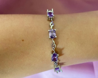 silber, lila armband, violett lavendel farbenes armband, silber schmuck, silber schmuck, prom armband, hochzeit armband