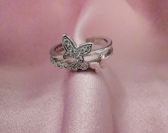 Johtae Butterfly Rings for Women Sterling Silver Birthday Jewelry Gifts for Kids Teens Girls Wedding Engagement Jewelry 