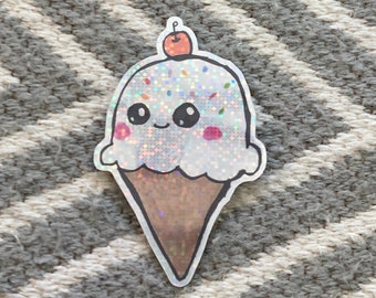 Pegatina de vinilo Ice Cream Glitter diseñada para niños