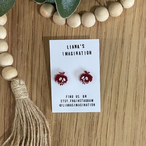 Handcrafted Resin Poison Apples earrings with Red Glitter