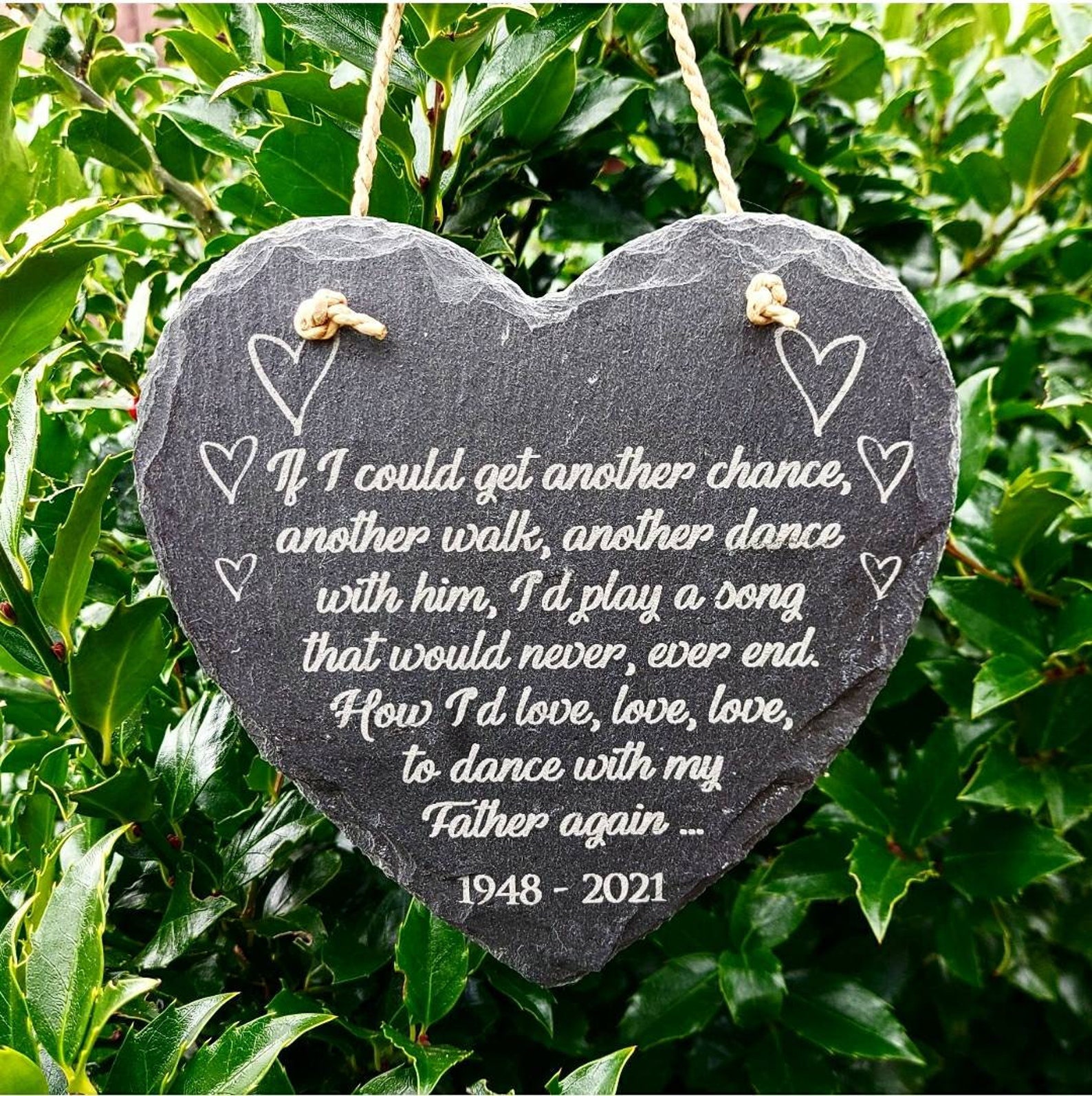 Personalised Slate Memoral Plaque. Father dad daddy Etsy