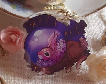 Space Bunny Double-Sided Keychain