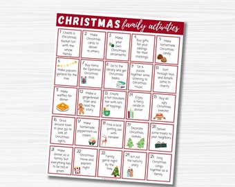 Printable Advent Calendar | Kids Advent Calendar | Christmas Countdown Calendar | Advent Calendar for kids | Editable