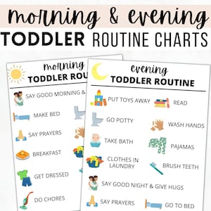 Printable Daily Routine for Kids- TODDLER Routine Charts- Morning Routine Chart- Kids visual schedule- Printable PDF- Instant Download