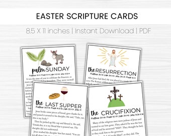 Tarjetas de las Escrituras de Pascua para niños- Carteles de tarjetas de historias de Pascua- Semana Santa- PDF imprimible- Descarga instantánea