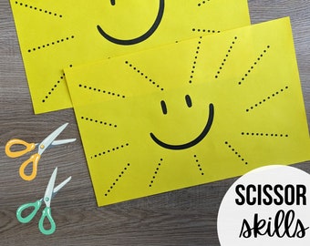 Scissor Skills- Beginning Scissors Practice- Cutting Practice- Preschool activity- Homeschool worksheet- Instant Download