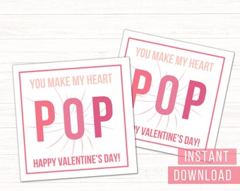 Printable pop Valentine's Day cards- Printable valentine cards- Printable Valentines- Instant Download