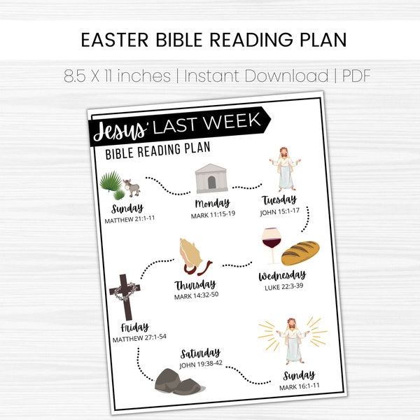 HOLY WEEK for kids- Holy Week Printable- Easter Story - Bible Reading Plan for kids- Bible Study- Holy Week activities- Printable PDF