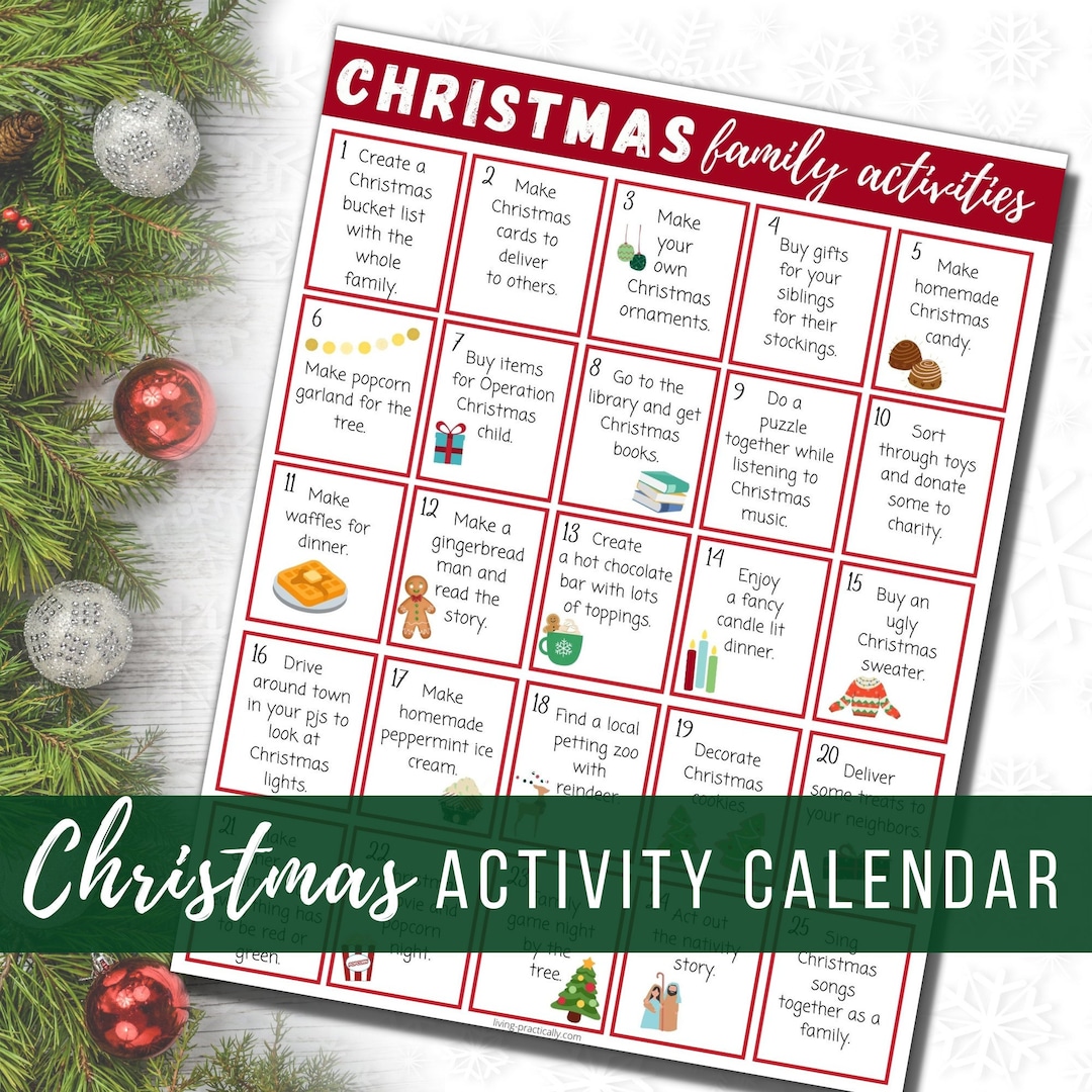 Printable Advent Calendar Kids Advent Calendar Christmas Etsy