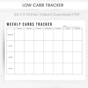 Low Carb Tracker - Daily Food Log - Carb Tracker- Low Carb- Keto - Meal ...