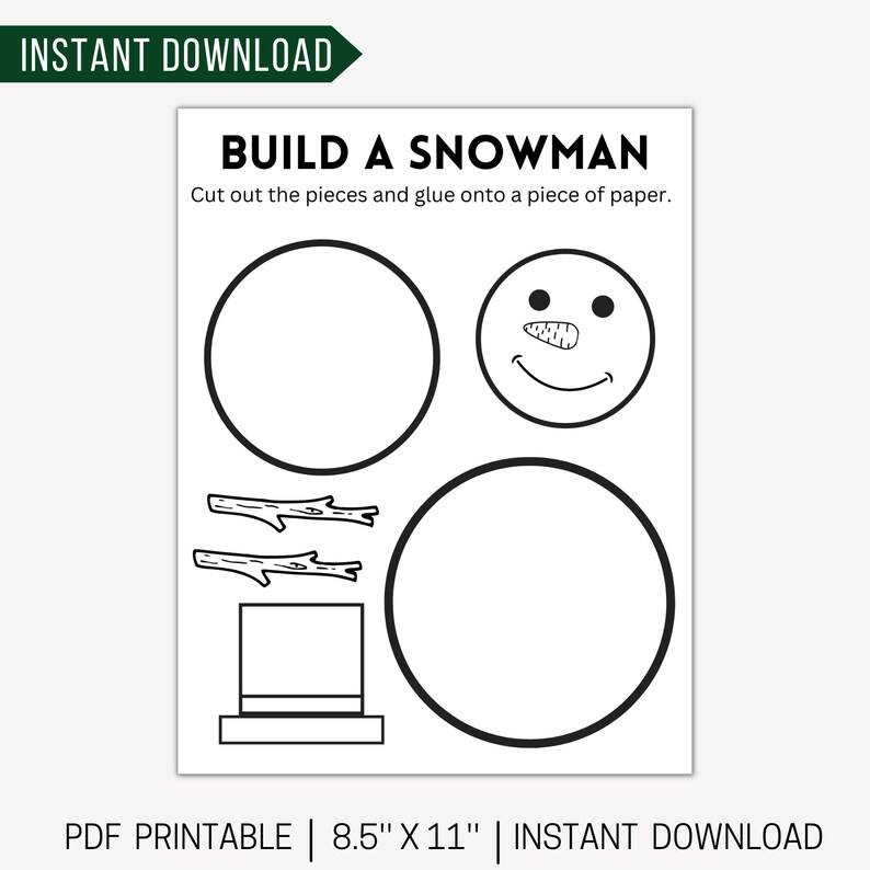 Build a Snowman Craft Winter Coloring Page Winter Craft - Etsy