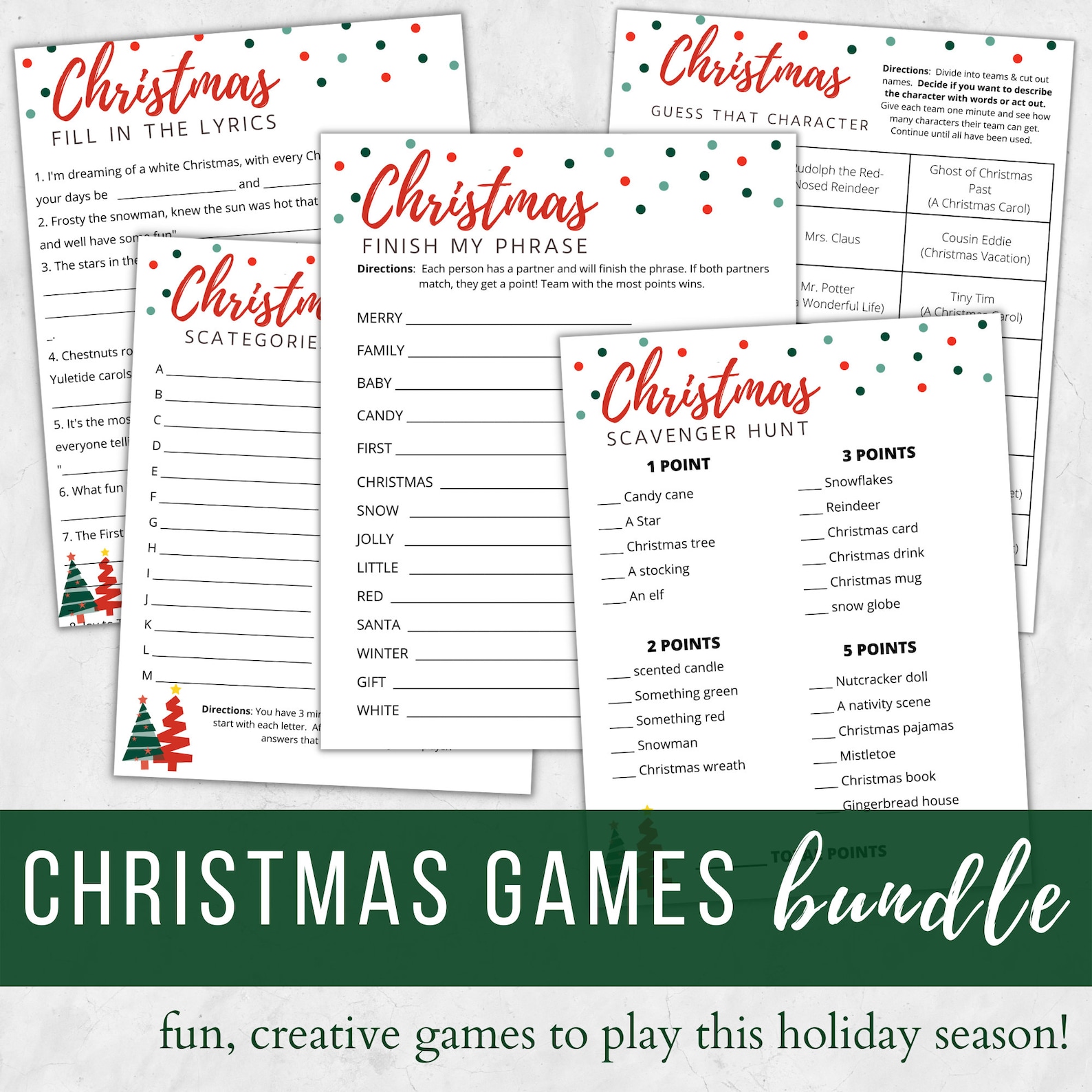 Printable Christmas Party Games- Games for Families, Groups, Office ...