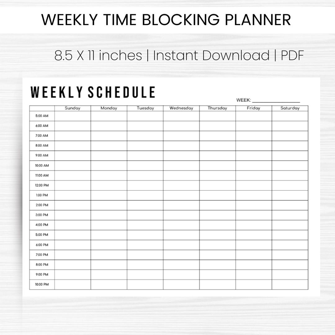 Week at a Glance Printable Template - Hour WEEKLY Schedule - Printable ...
