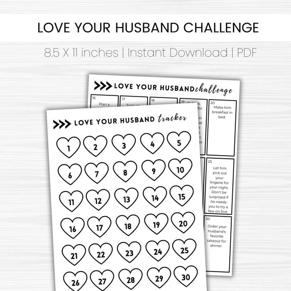 Printable Valentine Gift for Husband Marriage Challenge Relationship Challenge  Couple Challenge Husband Challenge Digital Download 
