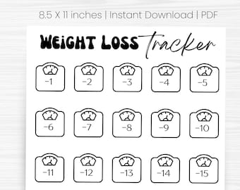 25 Pounds Tracker | Weight Loss Tracking Sheets | 25 pound weight loss tracker | digital download | PDF