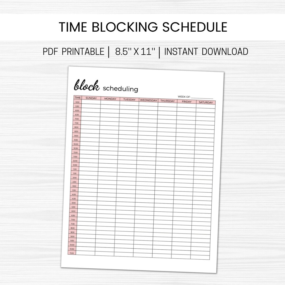 Buy Printable Time Blocking Schedule Weekly Time Block Planner Time ...