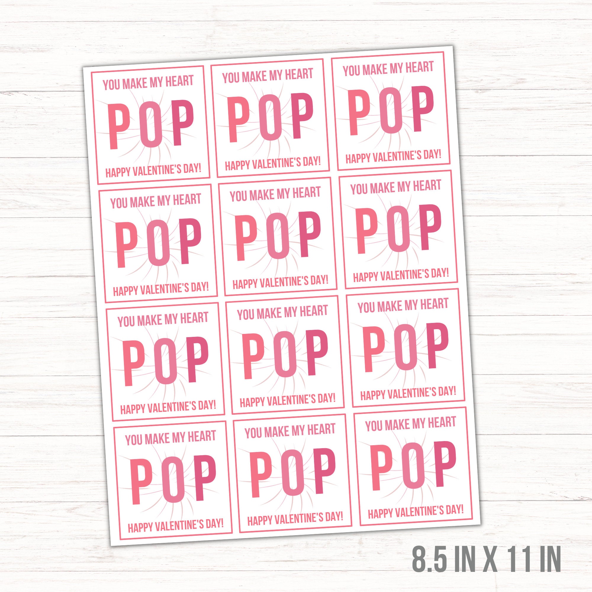 Printable Pop Valentine's Day Cards Printable Valentine Cards Printable ...