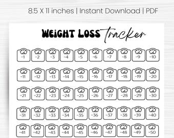 50 Pounds Tracker | Weight Loss Tracking Sheets | 50 pound weight loss tracker | digital download | PDF