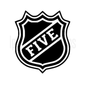 Fichier FIVE Hockey Shield SVG, Découpe Cricut, Silhouette Cameo, Espace de conception, Graphique, Illustration, Chemise de joyeux anniversaire, Tout-petit, Garçon
