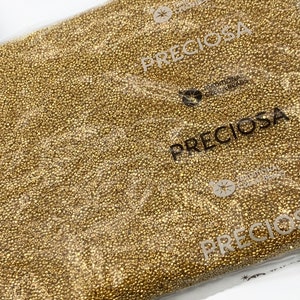 RARE***  Preciosa size 15/0 Charlotte beads, 24 karat Gold-plated Czech beads, 5 grams