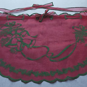 Vintage Weihnachten Rote und Grüne Chiffon Halbschürze mit Schleife