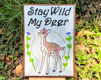 Stay Wild My Deer Original, Uroczy jeleń, Malarstwo natury, Sztuka ścienna natury, Dekoracja zwierząt, Sztuka piękna, Oryginalna sztuka, Sztuka jelenia