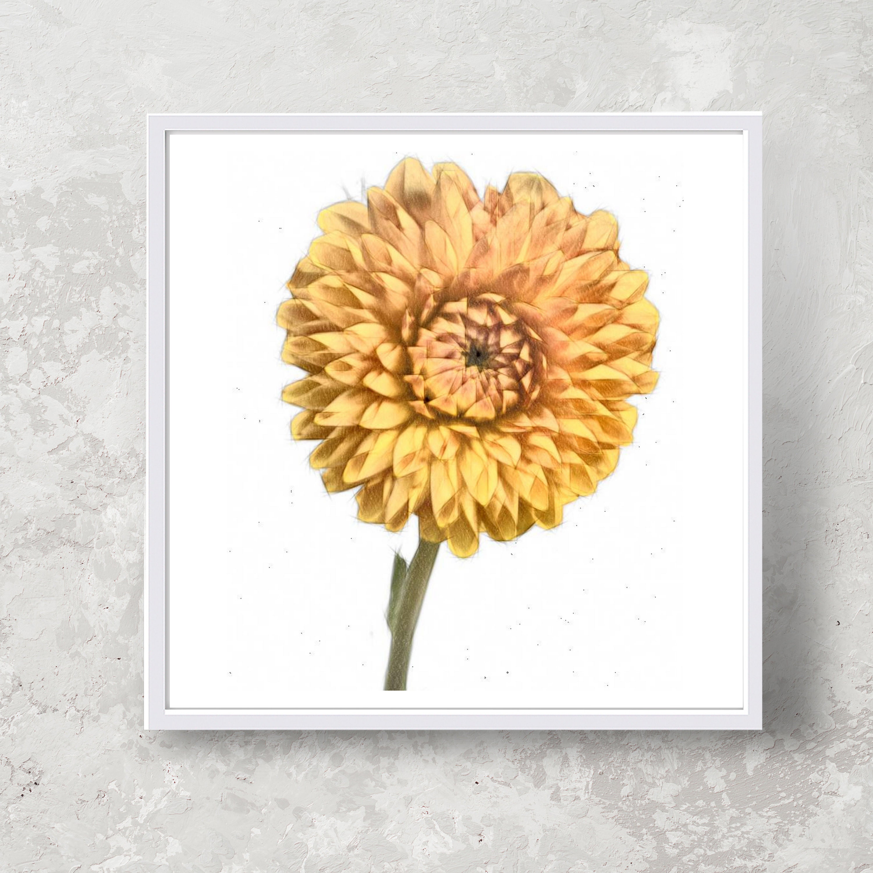 Dahlia Print Flower Wall Art Yellow Flower Printable Wall Etsy España