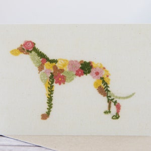 Whippet/Greyhound Dog Floral Design Greeting Card - Single