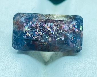 Baguette de piedra solar de iolita inyectada en sangre de alta calidad de 7,60 x 14 mm con piedra solar de iolita brillante de varios colores para hacer hermosas joyas.