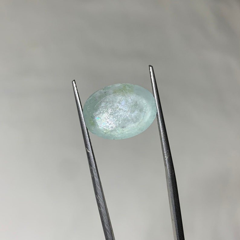 Silver Sheen Natural Aquamarine Sunstone With Amazing Schiller Effect 12x16MM Oval Flashy Shiny Aquamarine For Jewellery Making image 4