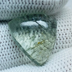 Natural MOSS AQUAMARINE Trillion Shape Cabochon Loose Gemstone/Aquamarine/Blue Moss Aquamarine Cabochon/Aquamarine Loose Gemstone