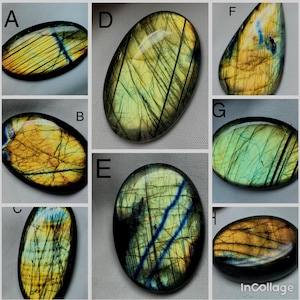 Cabochon di labradorite naturale appariscente, pietra preziosa sfusa per gioielli
