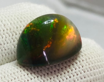 Top Quality Black Opal Cabochon Oval Shape  Outstanding Multi Fire Opal Loose Gemstone- 13 Carat, 12.60X18.60 MM