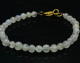 Premium AAA+ Blue Fire Moonstone Bracelet | Natural Rainbow Moonstone Beads ! Rainbow necklace Beads Of Women Handmade  Jewelry  Making