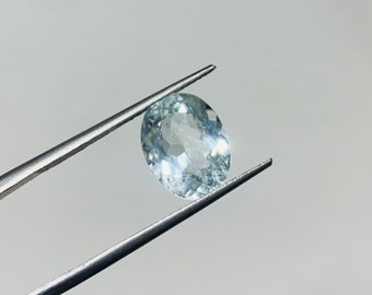 Natural Aquamarine Gemstone Cut, Faceted Cut Aquamarine Oval Shape- Size- 9x12MM- Weight- 3.60 Carat 100% Natural Aquamarine Gemstone