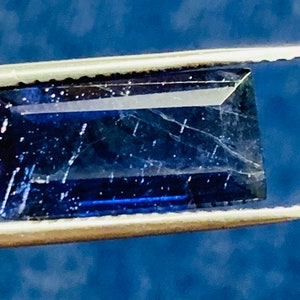 Natural rare Bloodshot Iolite sunstone 3.85 carat 7x14  MM Baguette shape Faceted Gemstone