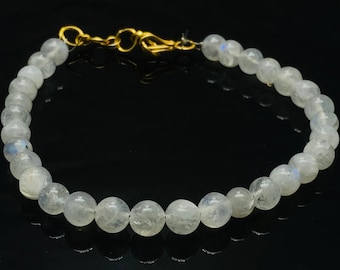 Premium AAA+ Blue Fire Moonstone Bracelet | Natural Rainbow Moonstone Beads ! Premium Rainbow Gemstone Beads Gifts of Women Jewelry Making