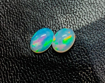 AAA +A Quality 2 Pices Natural Ethiopian Opal Cabochon Oval Loose Gemstone Size 7x9 MM Opal Cabochon lot,top quality opal stone